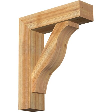 Ekena Millwork Funston Block Rough Sawn Bracket w/ Offset Brace, Western Red Cedar, 8"W x 30"D x 36"H BKT0806X30X36FST05RWR